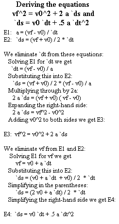 derivation of third and fourth equations of uniformly accelerated motion